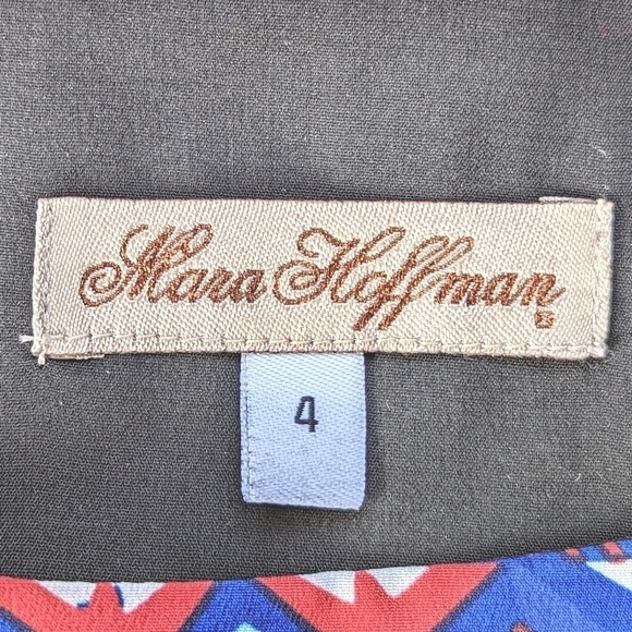 Mara Hoffman Geometric Print Cut Out Shift Mini Dress in Black and Pink Size 4 - Picture 7 of 10